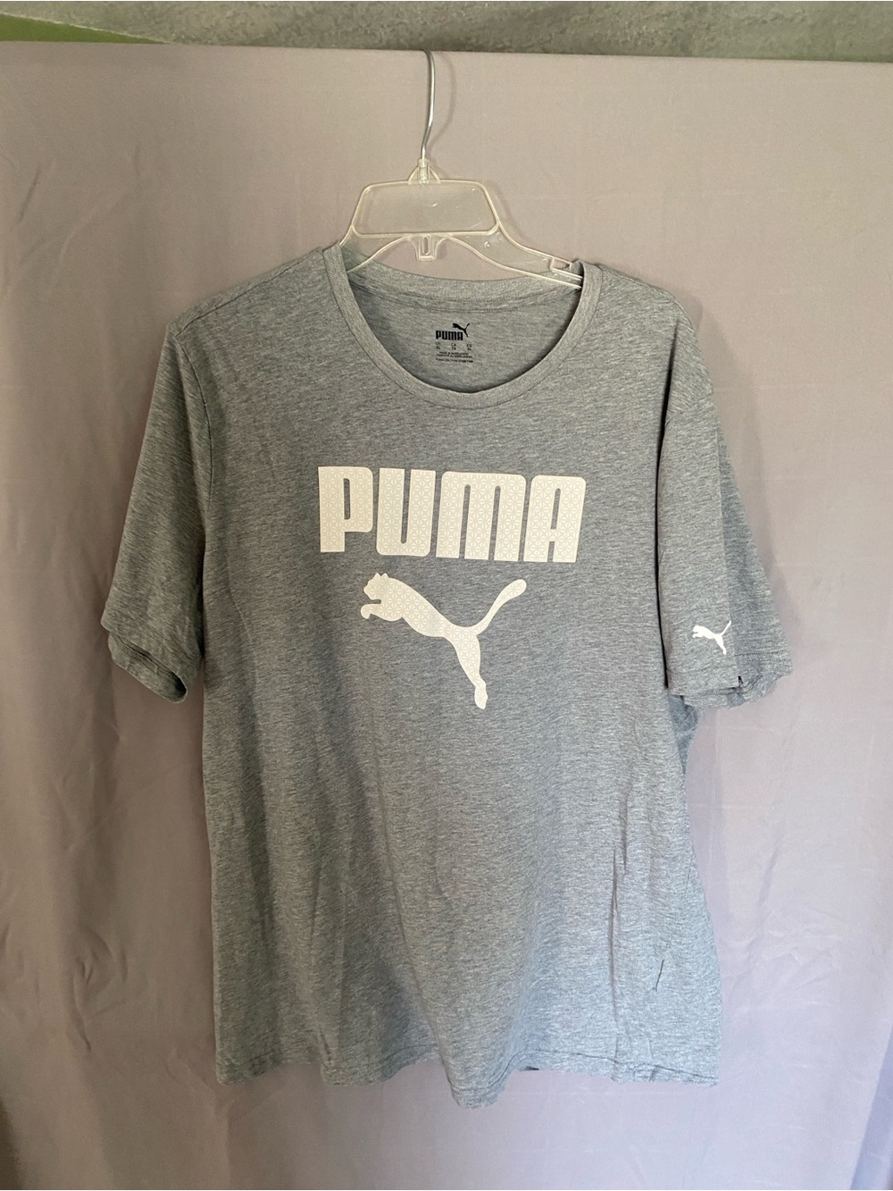 Puma Light Gray Short Sleeve Tee with White Logo